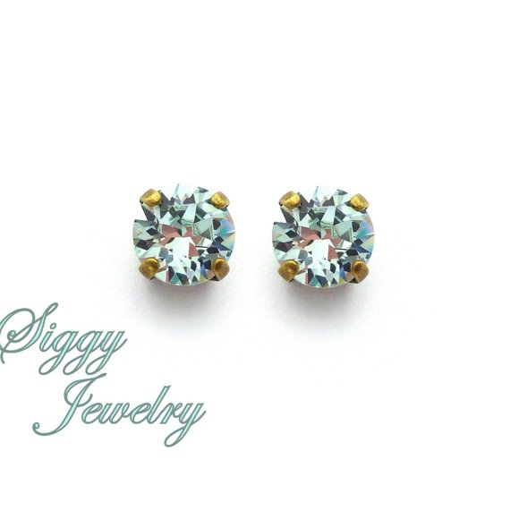 Siggy Jewelry Jewelry - Swarovski Crystal Light Azore Pale Blue Studs